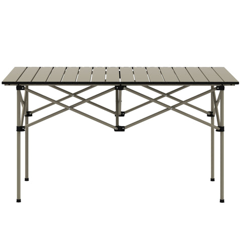 Rootz Khaki Camping Table - Folding Table - Portable Picnic Table - Powder-Coated Aluminum - 95cm x 55cm for Easy Dining and Durability