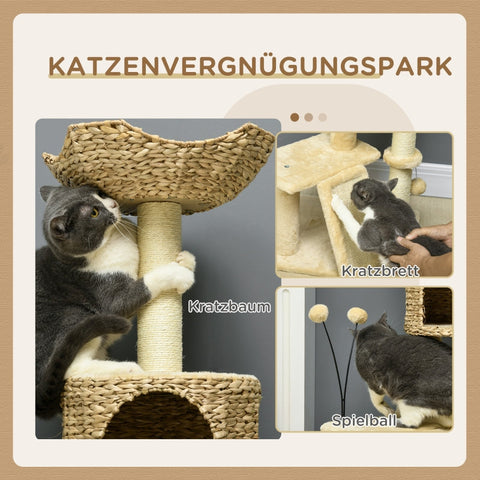 Rootz Cat Tree Tower - Scratching Post - Climbing Frame - Cat Condo - Sisal Rope Posts - 45cm x 40cm x 116cm
