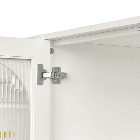 Rootz White Sideboard - Multifunctional Storage Cabinet - Dining Room Cupboard - Anti-Tipping Design - 120cm x 40cm x 75.5cm