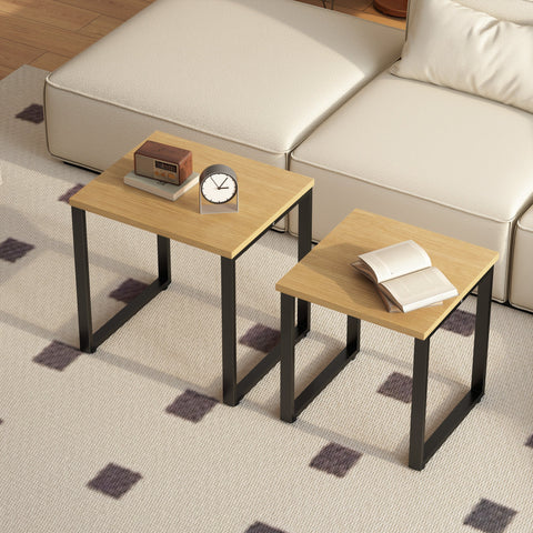 Rootz Coffee Table Set of 2 – Living Room Tables – Nesting Tables – Metal Frame – Space-Saving Design – 60x50x60cm & 50x50x54cm