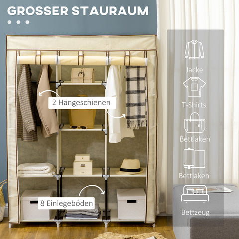 Rootz Fabric Cabinet Storage Solution - Wardrobe Closet - Clothes Organizer - Dust Protection - 125cm x 43cm x 162.5cm