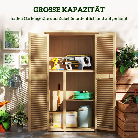 Rootz Garden Cabinet - Tool Shed - Outdoor Storage - Weatherproof - 87cm x 46.5cm x 160cm - Pine Wood - Bitumen Roof