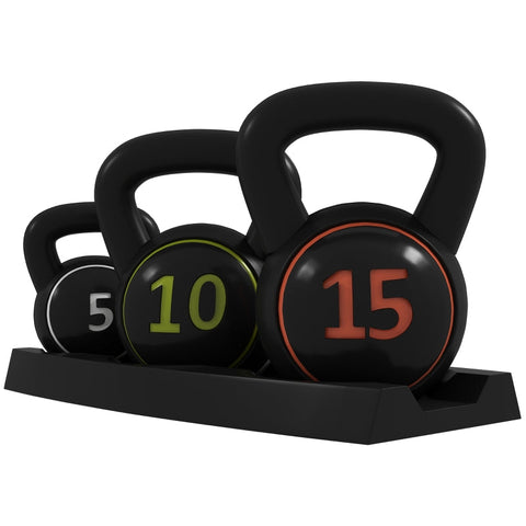 Rootz Kettlebell Set - Strength Training Weights - Fitness Equipment - Ergonomic Handle - Durable Plastic - 2.2kg, 4.5kg, 6.8kg - 16cm x 12cm x 18cm, 18cm x 16cm x 20cm, 18cm x 18cm x 24cm