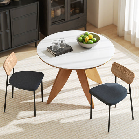 Rootz 2 Set Dining Chairs - Linen Look - Armless Design - Ergonomic Comfort - 45cm x 44cm x 48cm - Grey