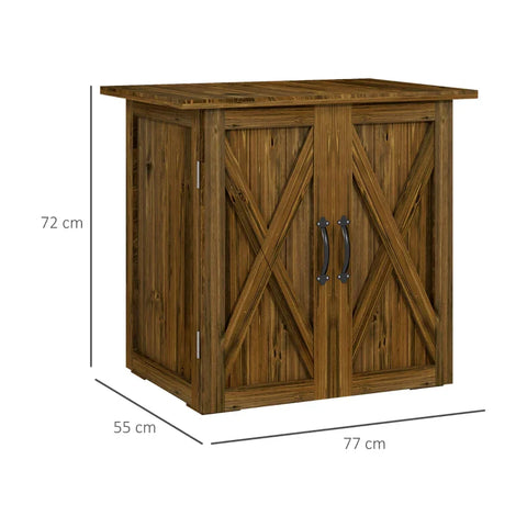 Rootz Garden Shed - Double Door - Magnetic Closures - Garden Cupboards - Weatherproof - Natural Wood - Brown - 77W x 55D x 72H cm