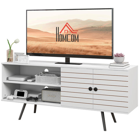 Rootz TV Furniture - Media Stand - Entertainment Center - Elegant & Functional - 145x38x65 cm - White
