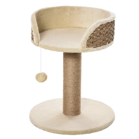 Rootz Scratching Post Cat Bed - Cat Lounger - Feline Play Station - Ultimate Comfort - High Safety Wall - Durable Jute Scratching Post - 40cm x 40cm x 49cm