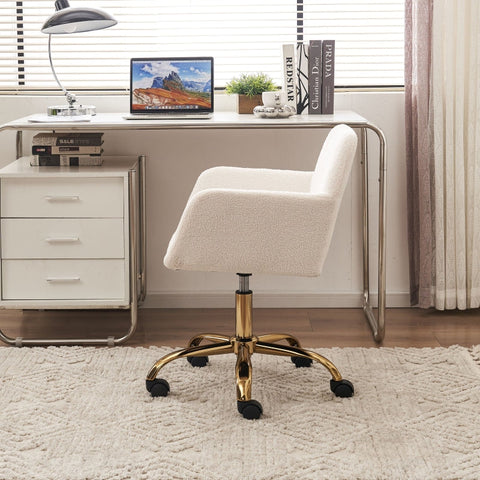 Rootz Swivel Leisure Chair - Enhanced Comfort Chair - Faux Fur Seat - Durable & Adjustable - 55.8cm x 55.1cm x 83.8cm