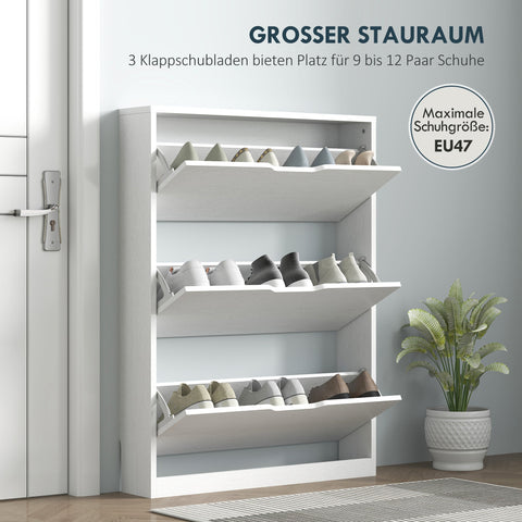 Rootz Shoe Cabinet - Footwear Organizer - Shoe Storage - Holds 12 Pairs - Chipboard - 80 x 17 x 108 cm - White