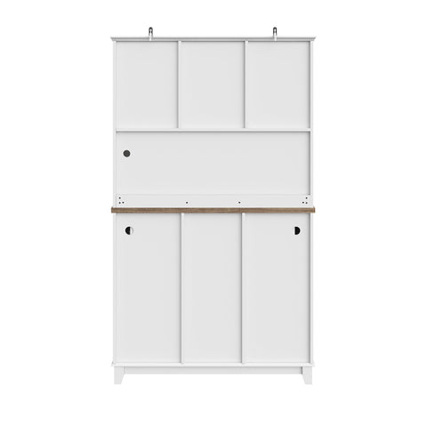 Rootz Kitchen Cabinet with LED Lighting - Tall Cabinet - Adjustable Shelves - Stylish Storage - 106cm x 40cm x 179.5cm