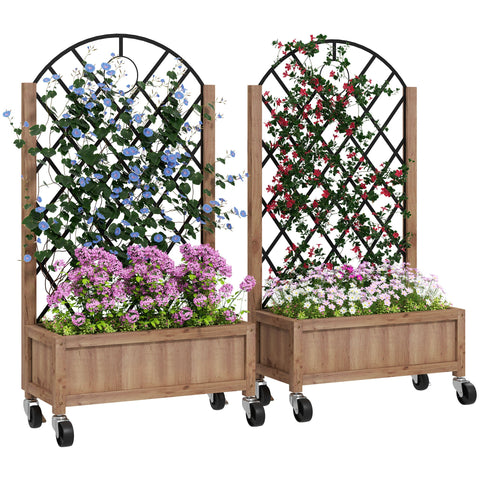 Rootz 2 Piece Raised Bed Set Planting Box - Planter Box - Flower Box - Supports Climbing Plants - 152cm x 25cm x 97cm