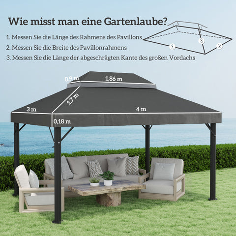 Rootz Gazebo Replacement Roof - Canopy Cover - Sunshade - UPF30+ Protection - 400cm x 300cm