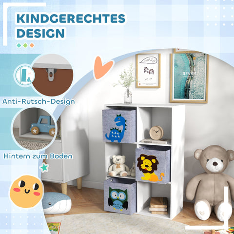 Rootz Storage Shelf for Children - Kids Organizer - Toy Cabinet - MDF with Tilt Protection - 61.8cm x 29.9cm x 29.5cm - White