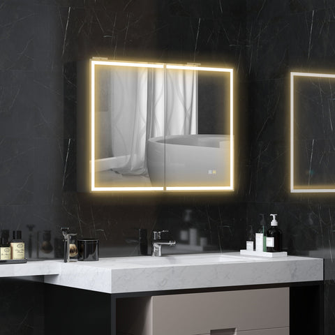 Rootz Mirror Cabinet - Bathroom Mirror - LED Mirror - Adjustable Lighting - 80cm x 12.8cm x 60cm