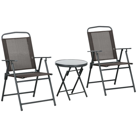 Rootz 3-Piece Bistro Set - Metal Garden Furniture - Weatherproof Patio Set - Foldable Design - Table Ø45x50cm, Chair 53.5x64x93cm
