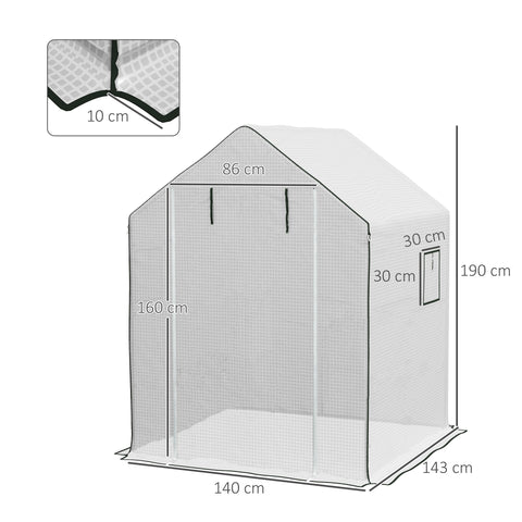 Rootz Greenhouse Film Replacement - Waterproof Tarpaulin - UV-Resistant Cover - Easy Access - 140 x 143 x 190cm White
