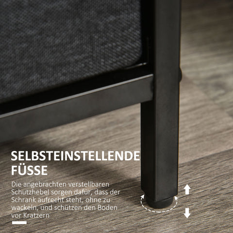 Rootz 4 Drawer Chest - Grey Drawer Unit - Linen Storage Cabinet - Robust Metal Frame - 58cm x 29cm x 103cm