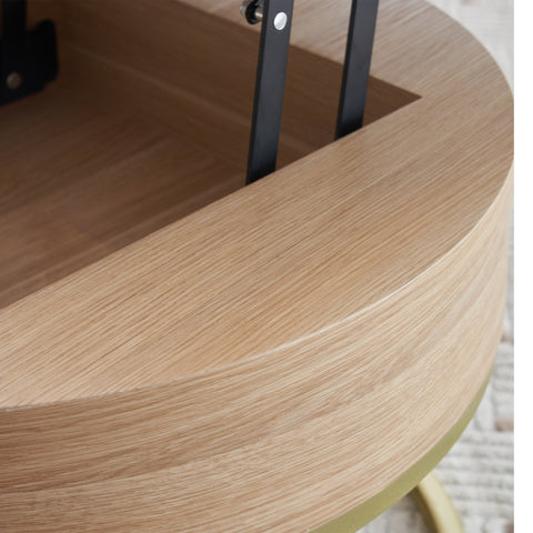 Rootz Gold-Plated Nesting Table Set - Height-Adjustable Coffee Table - Versatile Side Table - Stylish Storage - 70x70x42/56.5cm + 60x60x24cm