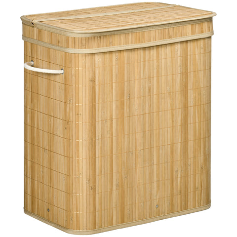 Rootz Bamboo Laundry Basket - Hamper - Clothes Bin - 90L Capacity - Portable - 54.2 x 35.2 x 59.5 cm
