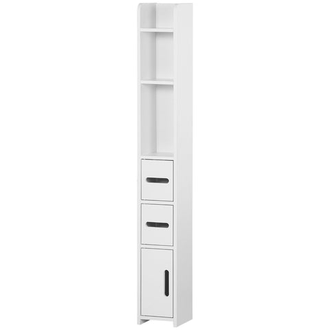 Rootz Tall Bathroom Cabinet - Storage Cupboard - Space-Saving Cabinet - Moisture-Resistant MDF - 15 x 17 x 120 cm White