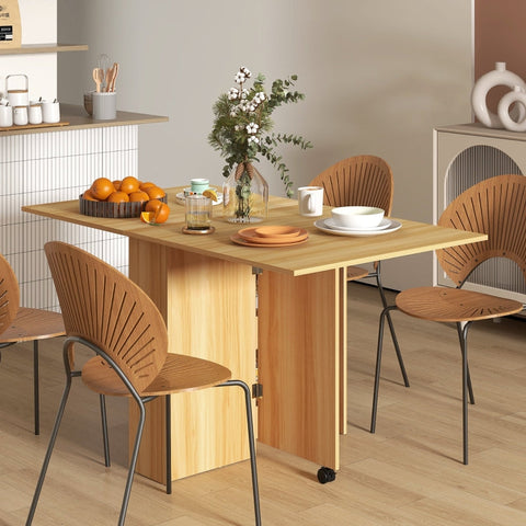 Rootz Folding Dining Table - Kitchen Table - Wooden Look - Space-saving - Portable - 140cm x 80cm x 74cm