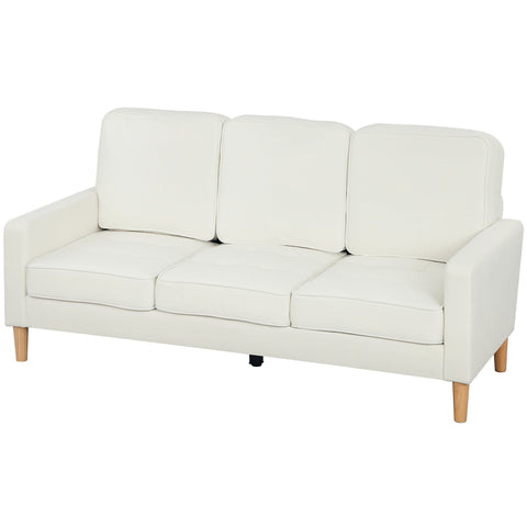 Rootz 3-Seater Sofa - Couch - Upholstered Seating - Maximum Comfort - 185cm x 79cm x 82cm -White