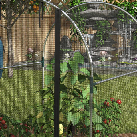 Rootz Plant Protection Net - Bird Protection - Garden Net - With Door And Sturdy Steel Frame - Black + Silver - 1.2x1.5x1.5m