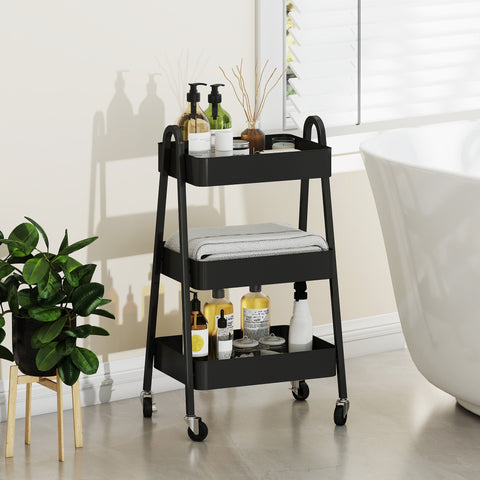 Rootz 3-Level Kitchen Cart - Serving Trolley - Utility Cart - Easy Mobility - 29.8cm x 74.5cm
