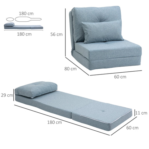 Rootz Folding Floor Chair Mattress - Sleep Mat - Convertible Sofa Bed - Space-Saving Comfort - 60cm x 80cm x 56cm Blue