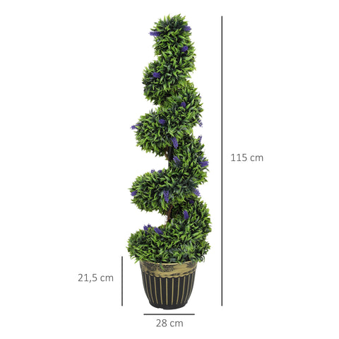 Rootz 2-Part Art Plant Set - Artificial Plants - Faux Greenery - No Maintenance, Cement Base - 115cm x Ø28cm x 21.5cm