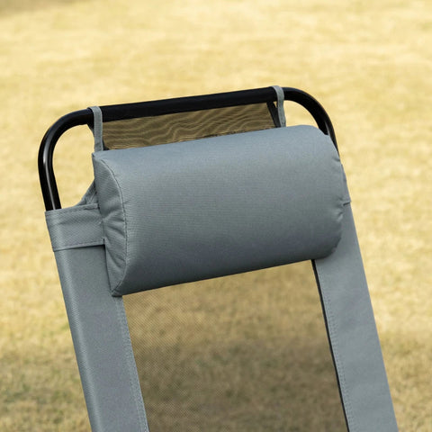 Rootz Garden chairs - Folding Chair Set - Folding Lounger - Weatherproof - 5-way - Adjustable Backrest - Metal Frame - Oxford - Steel - Grey - 62W x 70D x 109H cm