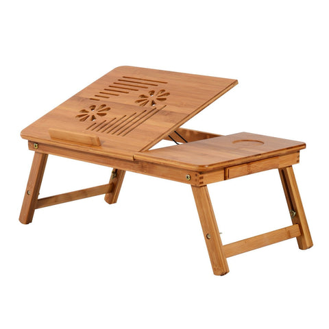 Rootz Bamboo Laptop Table - Bed Table - Folding Table - Eco-Friendly Design - Adjustable Height - 55x35x22-30cm