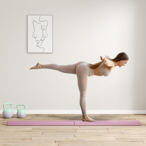 Rootz 2.4m Foldable Balance Beam - Training Beam - Gymnastics Beam - Non-Slip Surface - 236cm x 10/15cm x 6.5cm