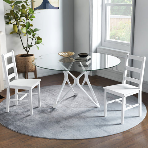 Rootz 2 Set Dining Chairs - Kitchen Chairs - Wood Kitchen Chairs - Excellent Back Support - 41.5 x 46 x 90 cm - White