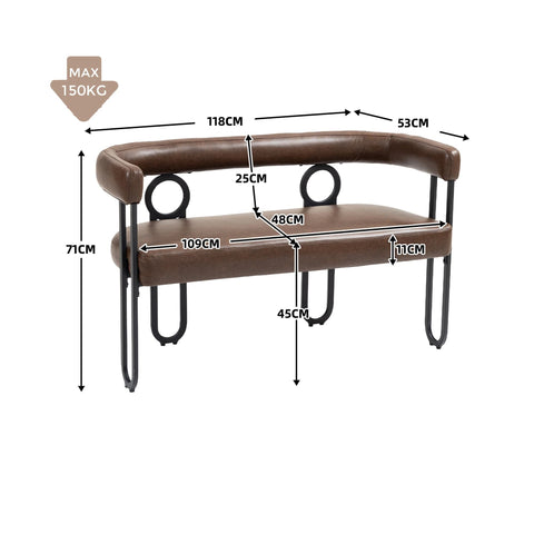 Rootz Double Sofa Bed - PU Leather Couch - Comfy Seating - High Density Foam - 118cm x 53cm x 71cm