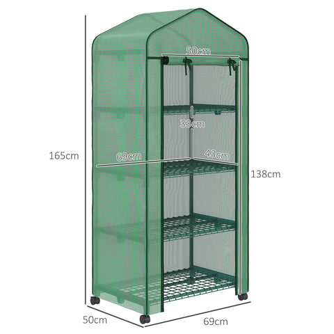 Rootz Foil Greenhouse - Mini Greenhouse - Plant House - Cold Frame - Weatherproof - 69 x 50 x 165 cm