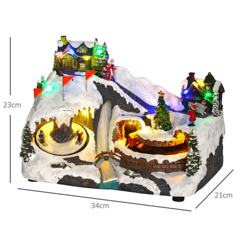 Rootz Christmas Village Set - Holiday Decor - Festive Display - LEDs & Fiber Optics - 34cm x 21cm x 23cm