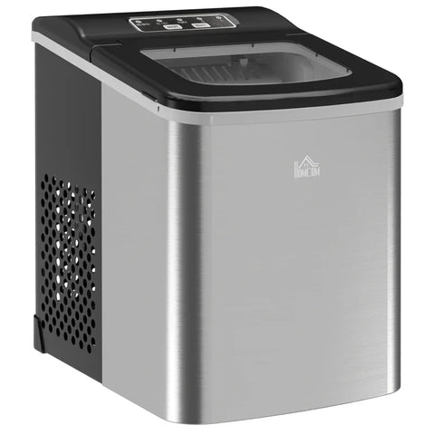 Rootz Kitchen Appliances - Ice Cube Machine - Dispenser - Ice Balls - 1 Ice Basket - Ice Tray - Ice Scoop - PS - Plastic - Stainless Steel - Silver-Black - 21.2L x 29.5W x 32.6H cm