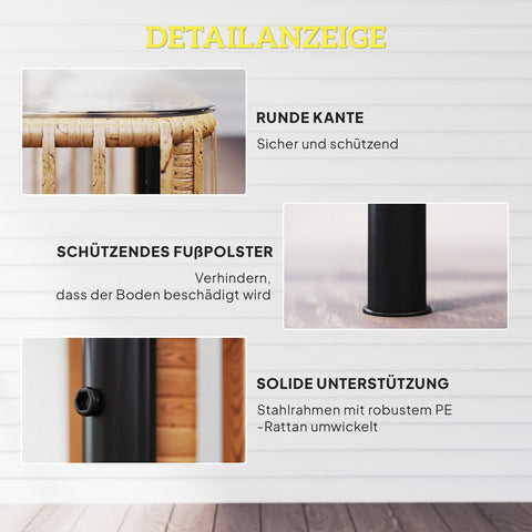 Rootz Poly Rattan Garden Table - Weatherproof Side Table - Quadratic Table - Durable Design - 65cm x 65cm x 43cm