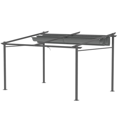 Rootz Dark Gray Pergola - Terrace Roof - Retractable Canopy - Sun and Shade - 3.97m x 2.95m x 2.3m
