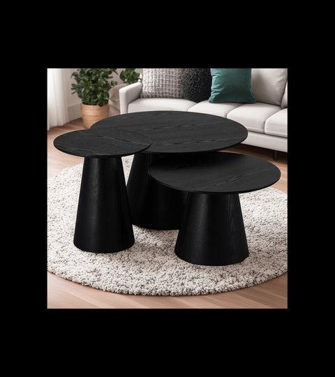 Rootz Coffee Table - Modern Centerpiece - Contemporary Round Table - Sturdy MDF Construction - Spacious 80x80x45 cm - Easy Maintenance