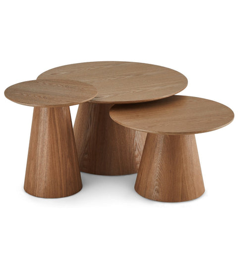 Rootz Coffee Table - Modern Center Table - Stylish Living Room Furniture - Durable MDF & Oak Veneer - Spacious 80cm x 80cm x 45cm