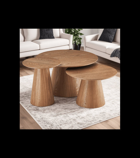 Rootz Coffee Table - Modern Center Table - Stylish Living Room Furniture - Durable MDF & Oak Veneer - Spacious 80cm x 80cm x 45cm