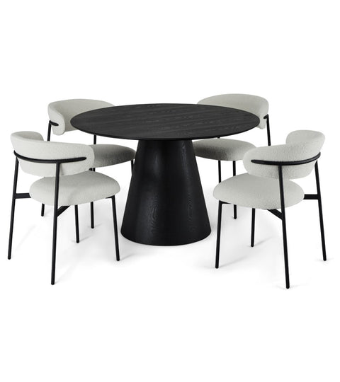 Rootz Dining Table - Round Table - Modern Dining Table - Elegant Oak Veneer - Durable MDF Construction - Cozy Atmosphere - 120x120x76 cm