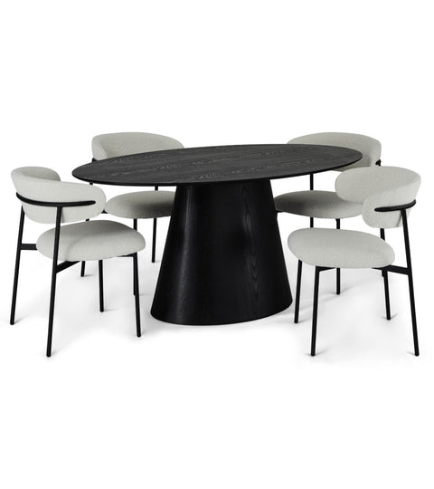 Rootz Dining Table - Oval Table - Family Dining Table - Enhanced Durability - Sophisticated Design - Comfortable Seating for 6-8 - 90cm x 160cm x 76cm - Oak Veneer Finish