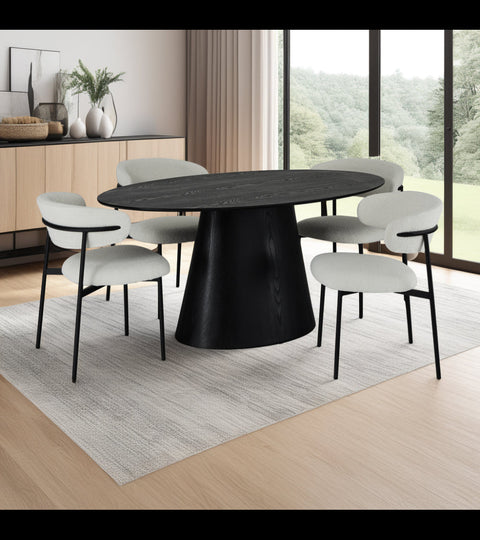 Rootz Dining Table - Oval Table - Family Dining Table - Enhanced Durability - Sophisticated Design - Comfortable Seating for 6-8 - 90cm x 160cm x 76cm - Oak Veneer Finish