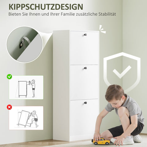 Rootz Shoe Cabinet - Footwear Organizer - Shoe Storage Unit - Space-Saving Design - 47cm x 26cm x 120cm