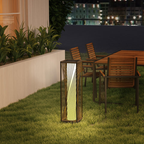 Rootz Solar Floor Lamp - Boho-Style Outdoor Lantern - Rattan Garden Light - Auto On/Off - 22x22x77cm - IP44 Waterproof
