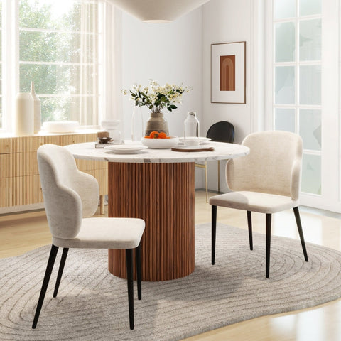 Rootz 4 Piece Dining Chair Set - Accent Chairs - Kitchen Chairs - Velvety Comfort - 54cm x 56cm x 86cm - Beige