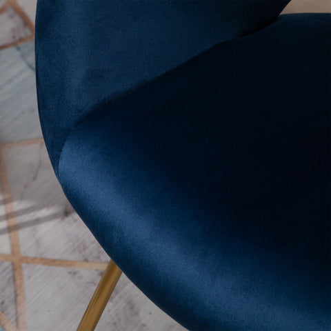 Rootz Modern Velvet Blue Lounge Chair - Accent Chair - Armchair - Luxurious Comfort - Durable Metal Frame - 68cm x 54cm x 84cm